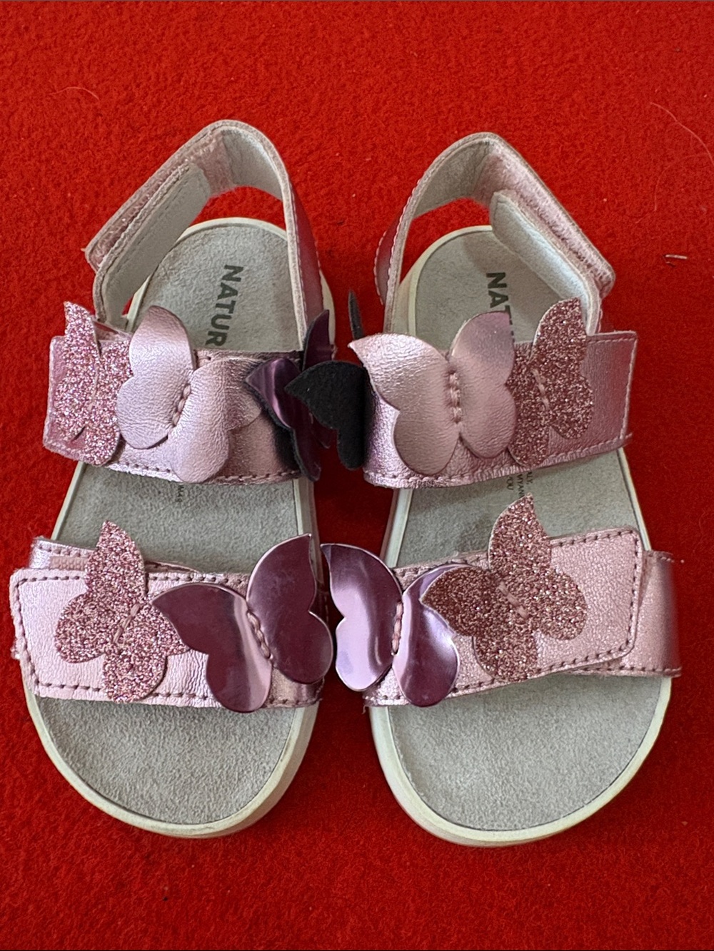 Naturalizer Pink Metallic & Glitter Butterfly Toddler Sandals